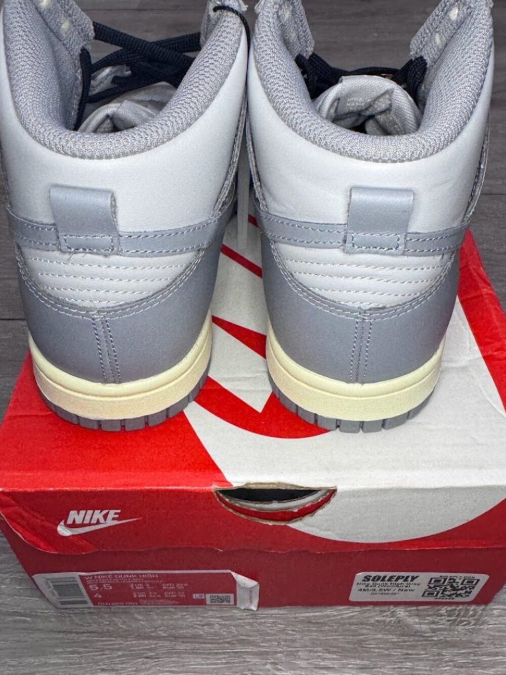 Nike Grey Fog Particle Grey Dunk High Women's 5.5 Men's 4 High Top Leather Sneak - Picture 7 of 7